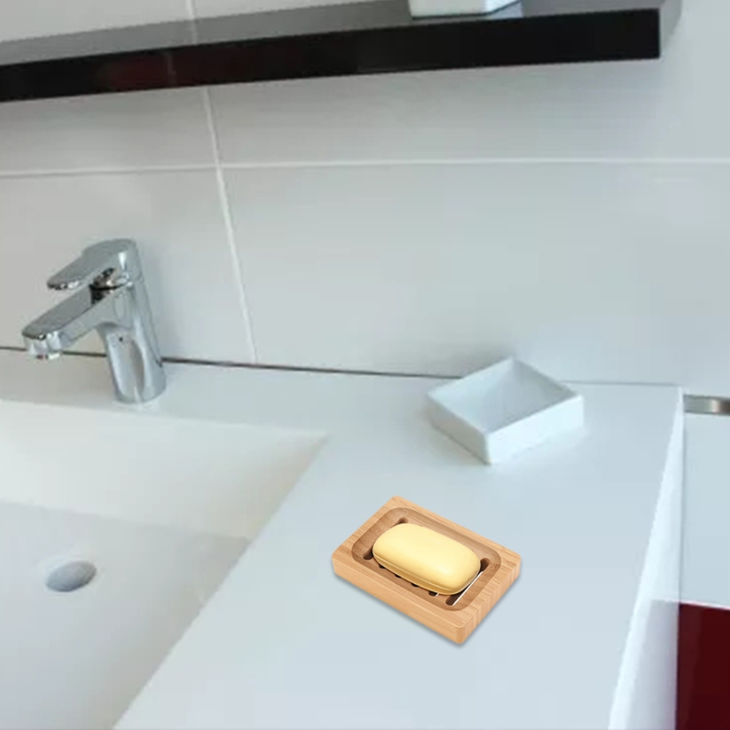 2 Stuks Bamboe Zeephouder voor Douche - Houten Zeephouder voor Aanrecht Schotel Sponshouder Badkamer Zeephouder - Bamboe Zeep Bar Houder voor Douche Muur Zeepbakje