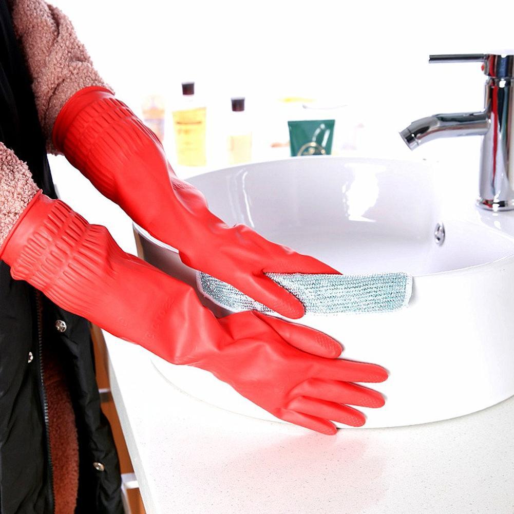 Guantes Largos de Goma de Silicona para Limpieza de vajillas, 1 par, Guante de lavar platos para fregadora doméstica, Herramienta para Limpiar la Cocina