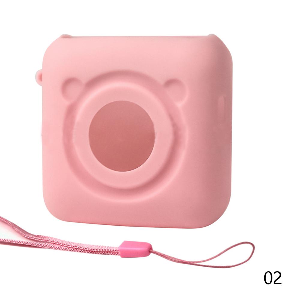 for PeriPage A6 Thermal Printer Soft Silicone Case with Strap Waterproof Anti Dust Shockproof Anti-Scratch Protective Case Cover: Pink