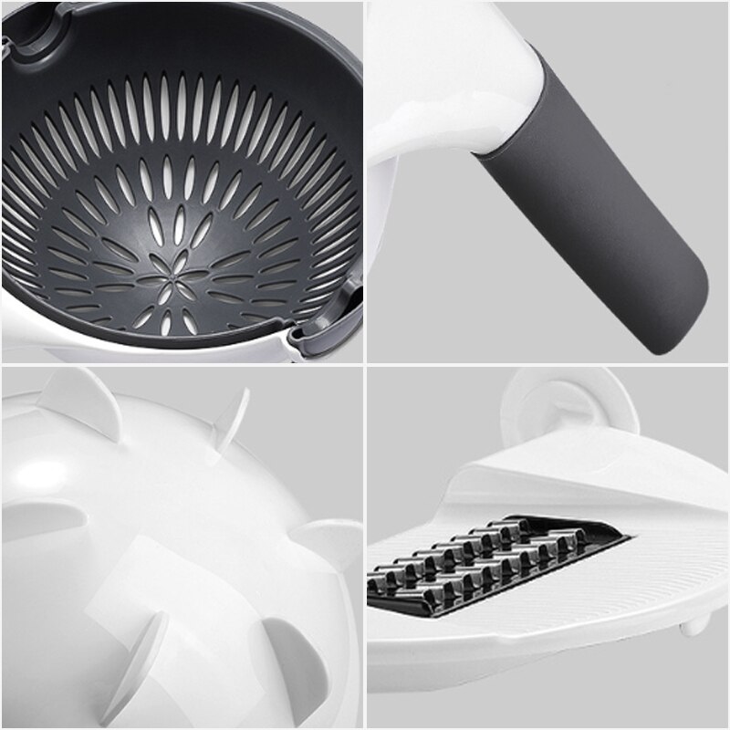 9 In 1 Keuken Gadget Rasp Groentesnijder Slicer Multifunctionele Voedsel Chopper Mandoline Slicer Draaien Afvoer Mand #1