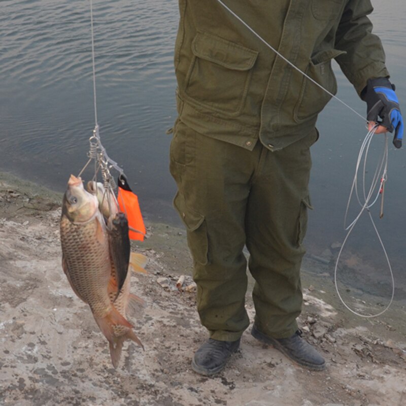 Fishing Lock Buckle Stainless Steel 5 Metres 5 Locks Chain Stringer With Float Live Fish Lock Belt Fishing Tackle Tool Accessory