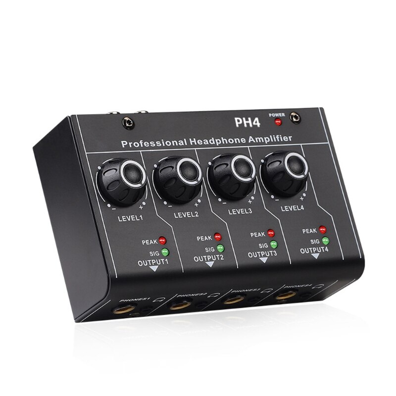 Entrada RCA de 4 canales, Mini auriculares estéreo/Mono Switch, amplificador ultracompacto de 6,35mm/3,5mm, salida estéreo