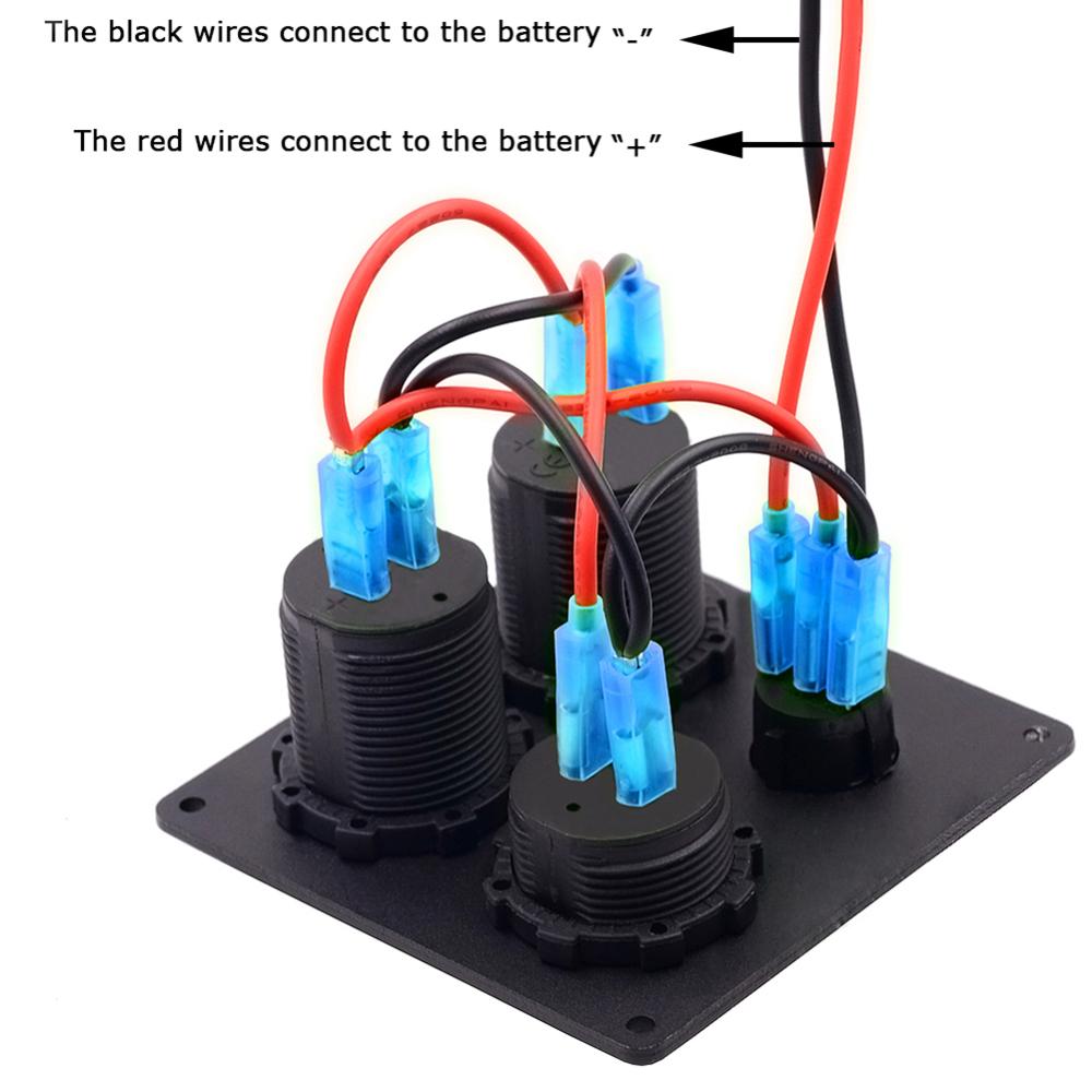12V/24V ON-OFF Button Switch Panel Dual USB Socket Charger Red LED Voltmeter For Boat Car Truck Motorcycle ATV Marine