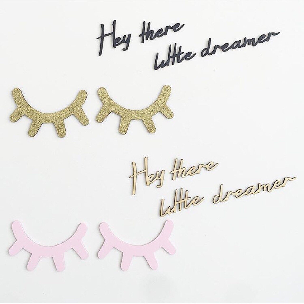 Een Paar Nordic Stijl 3D Wimpers Houten Wimper Muurstickers Kinderen Babykamer Achtergrond Muurstickers Home Decoratieve