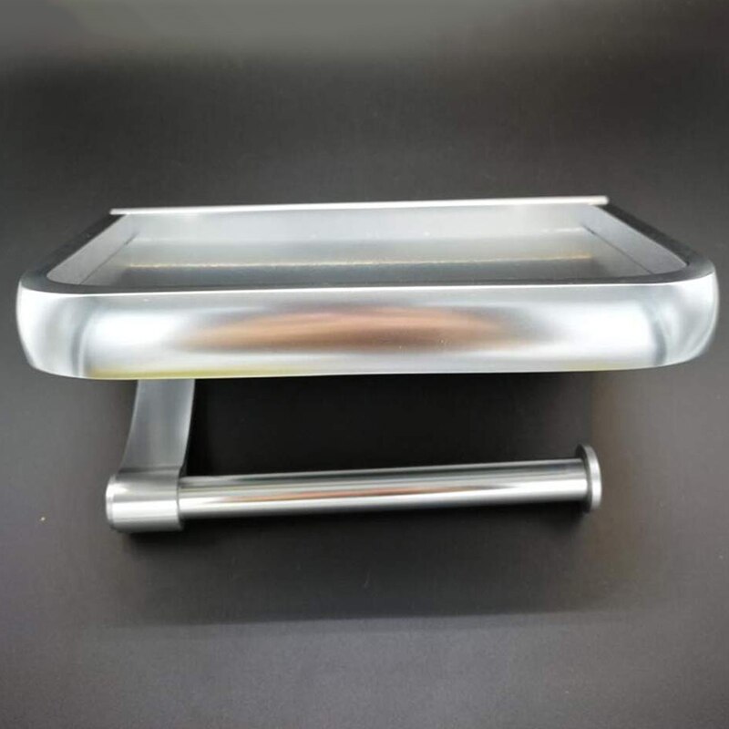 Ruimte Aluminium Papier Handdoekenrek Hotel Badkamer Dubbele Papierrol Rack Toiletrolhouder Eenvoudige Mobiele Telefoon Rolhouder, silve