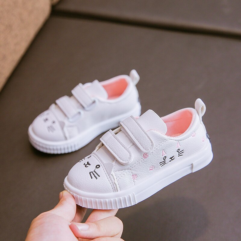 Jgshowkito Mode Meisjes Casual Schoenen Wit Skate Sneakers Voor Peuters Kids Kinderen Anti-Gleed Sport Schoenen Leuke Cartoon kat