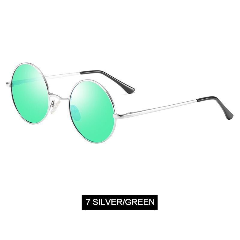 Yooske polariserede solbriller mænd metal små runde vintage solbriller retro john lennon briller kvinder mærke kørende briller: C7 grønne