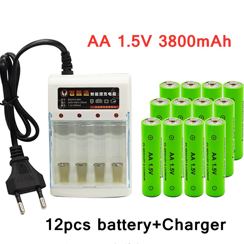 Batería recargable Original AA V 1,5 mah para juguetes de reloj, linterna, Control remoto, cámara, batería + cargador, 3800