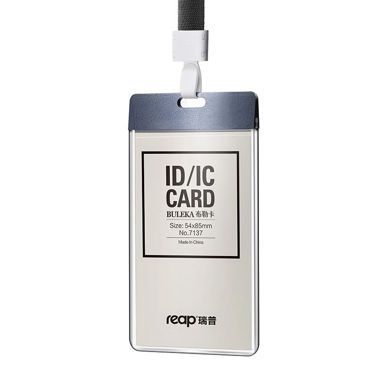 Soporte de placa con nombre de aluminio Reap 7136 con tarjeta de identificación o de autobús con cordón: 7137 Gray x 7648