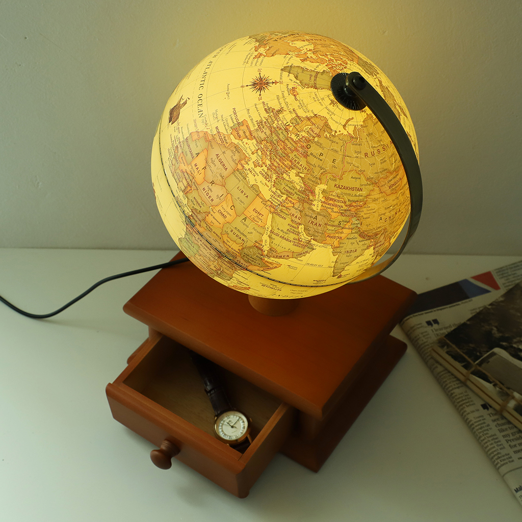 20cm World Earth Globe Map Geography LED Illuminated for Desktop Decoration Home Office School Students