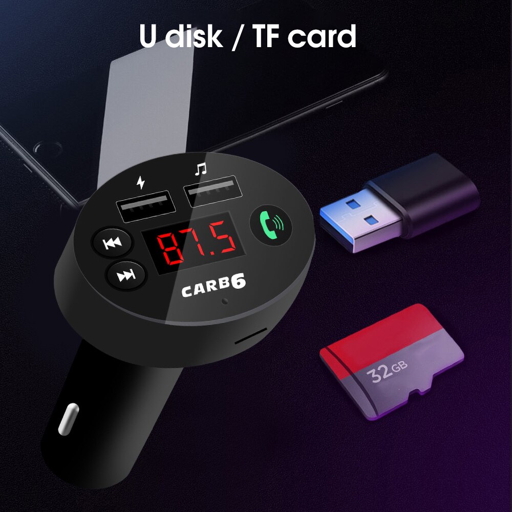 12V~24V Voice play FM Transmitter Car Bluetooth 5.0 Car MP3 Player Handsfree Car Kit TF U disk Dual USB Phone Charger Adapter