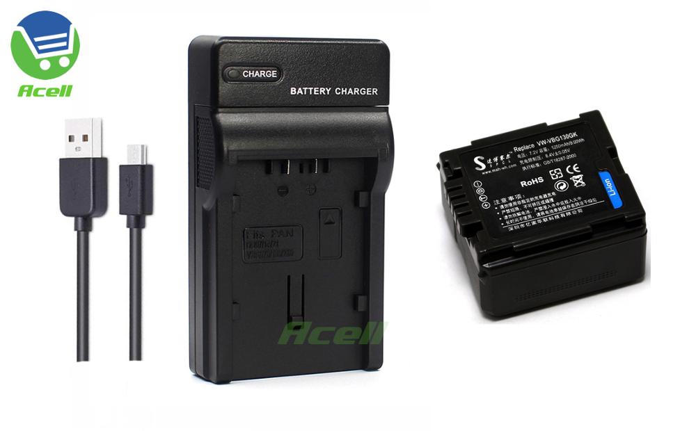 VW-VBG130 VW-VBG070A Battery for Panasonic HDC-SD10 SD3 SD5 SD7 SD8 TM10 SDR-H40 H48 H50 H60 H68 DMC-L10K AG-HSC1UMC Camcorder: 1Battery 1Charger