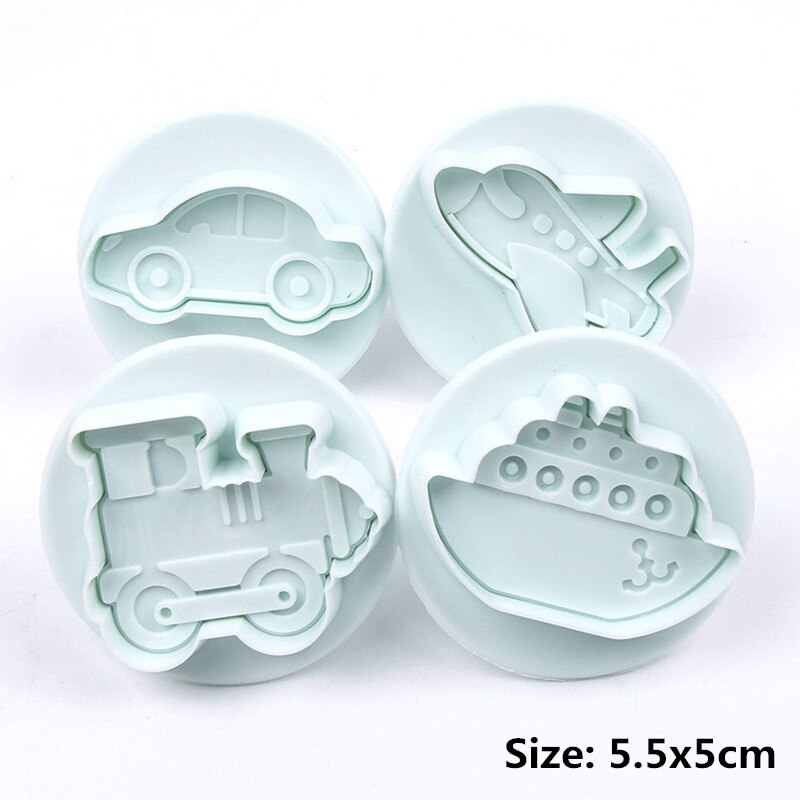 4 stks/set Food Grade Plastic Biscuit Cookie Cutters Bakken Gebak Gereedschappen Chocolate Candy Cake Embossing Mallen Multi-vorm