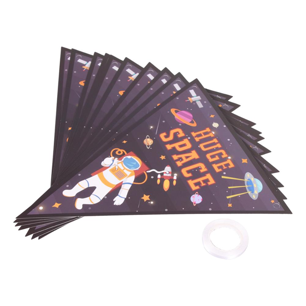 10PCS Outer Space Party Supplies disposable plate Astronaut Planet Theme Disposable Dinnerware Set Children Birthday Paper plate: 10PCSTriangle Banner