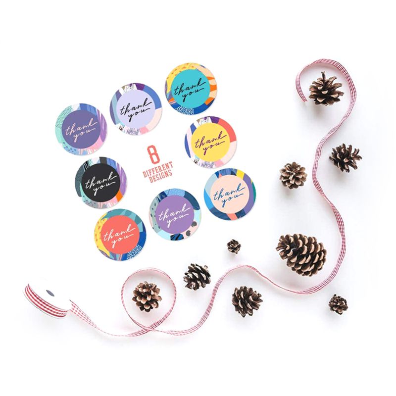 500pcs 8 Styles Thank You Stickers Seal Label for Small Shop Wedding Envelope U2JC
