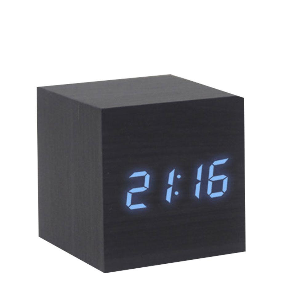 Alarm Clock LED Wooden Watch Table Voice Control Digital Wood Despertador USB/AAA Powered Electronic Desktop Clocks: M