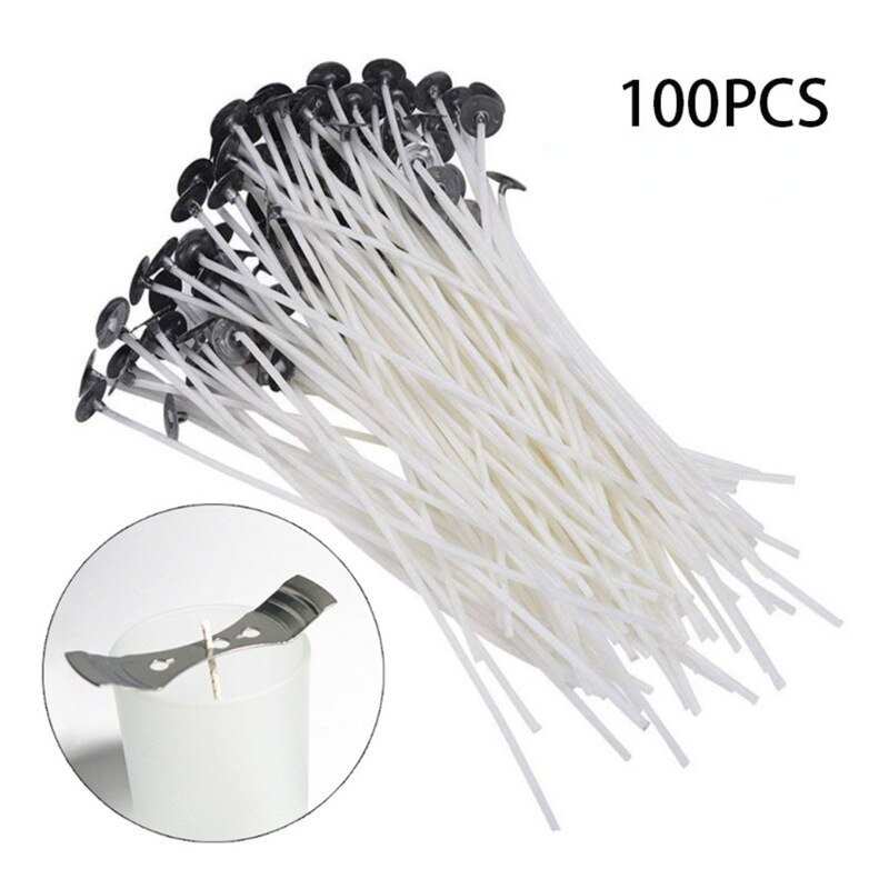Mechas enceradas para velas perfumadas, pestañas alargadas de mecha de vela, de algodón, respetuosas con el medio ambiente, 12/17cm, 100 Uds.