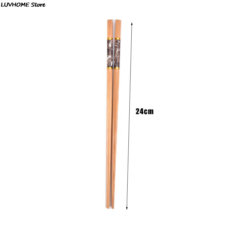 1 paio di bacchette impostato marmorizzazione antiscivolo stile cinese Sushi bacchette di riso in legno di bambù stoviglie da cucina impostato regalo
