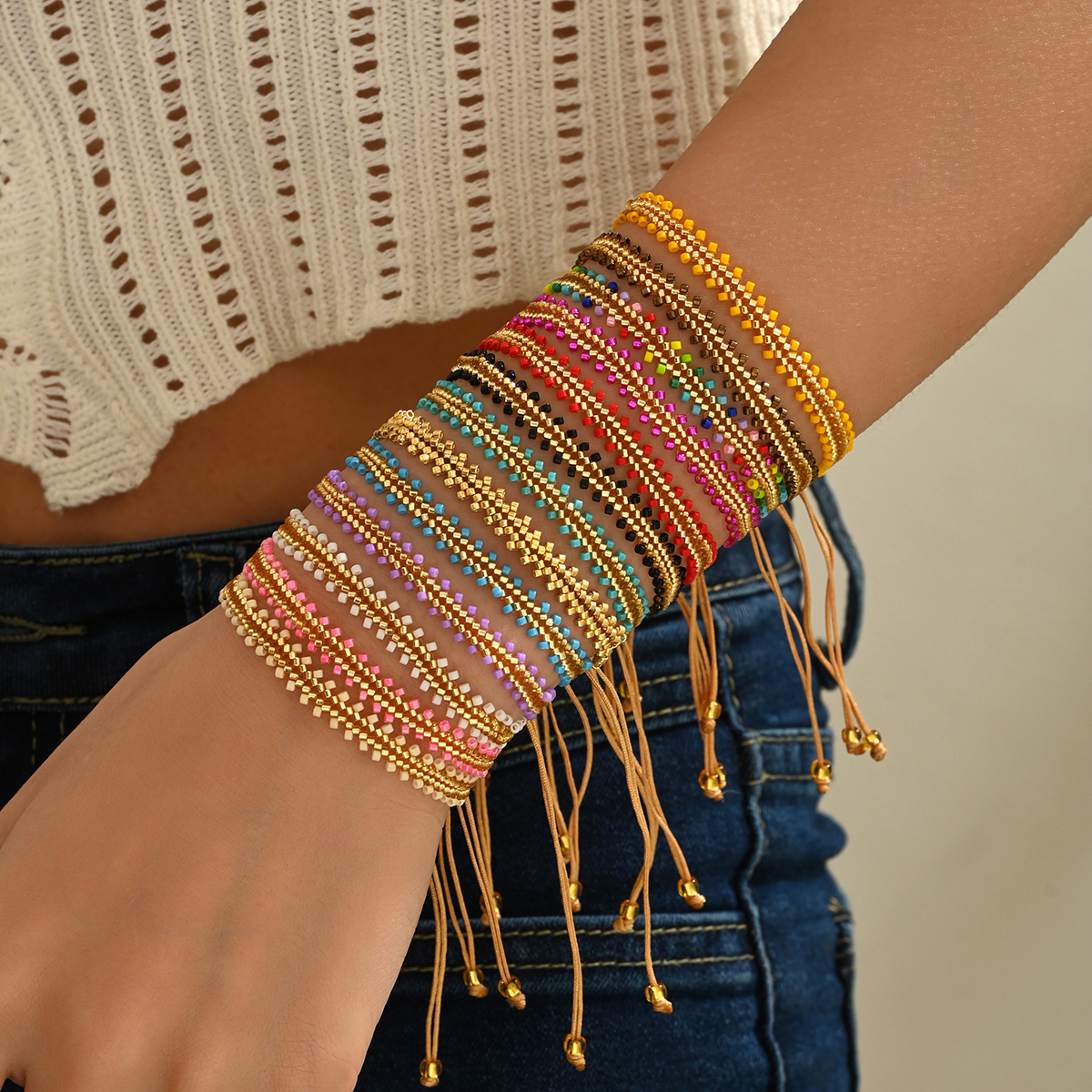 ZHONGVI-pulseras creativas de cuentas tejidas a mano, pulseras bohemias apilables con cuentas Miyuki, joyería colorida de playa Bohemia