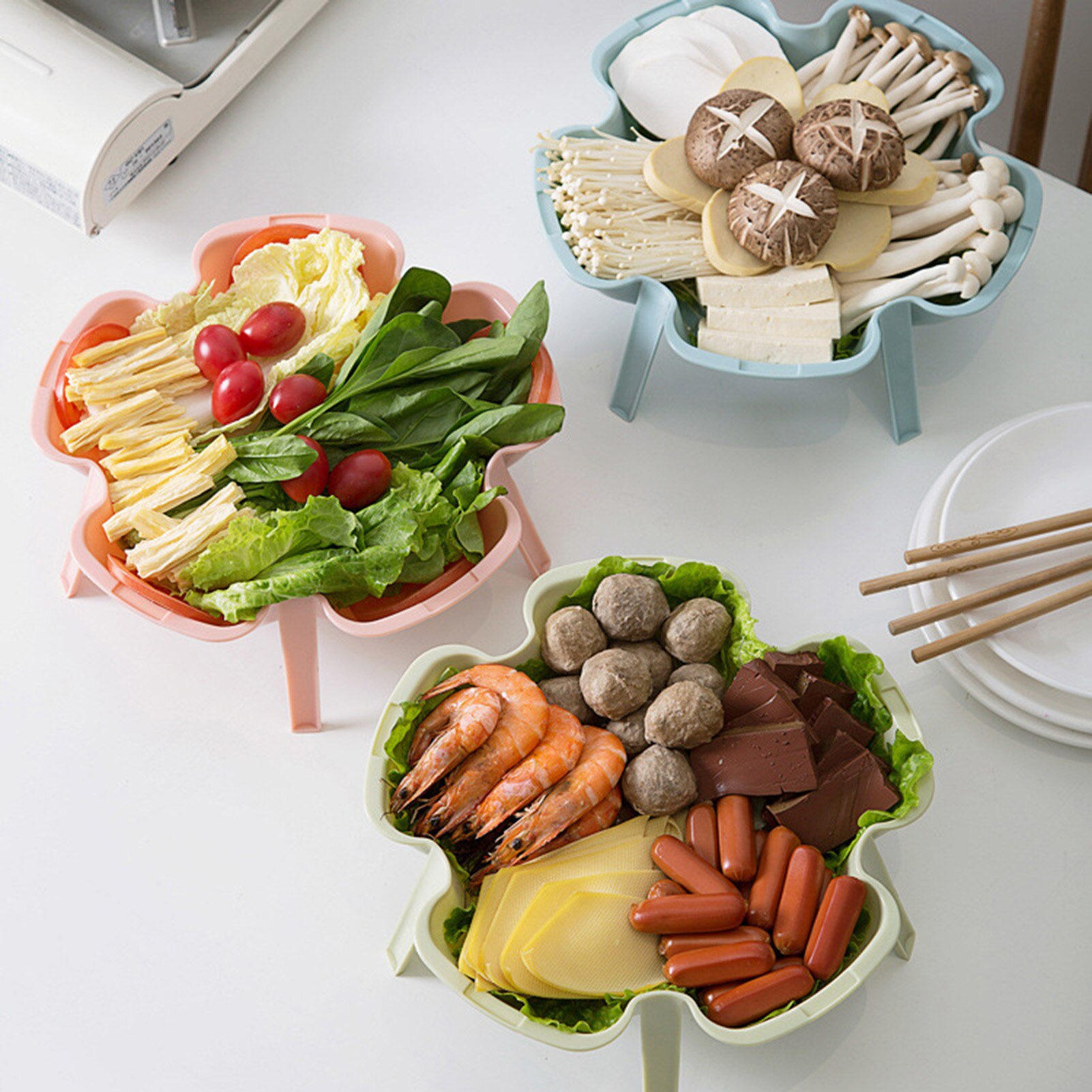 Flower Shaped Fruit Dishes Plates Storage Box Dried Fruit Snack Plates Divided Candy Dessert Plate Container