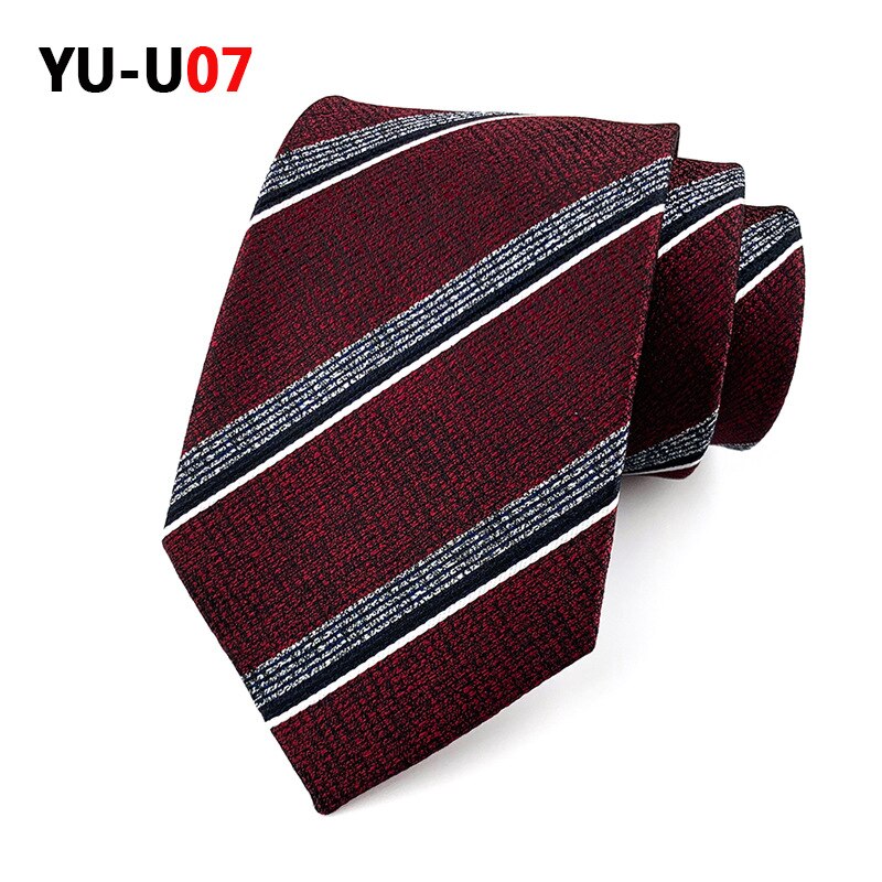 Cravate à carreaux rayée pour hommes, 8cm, décontractée, costume d'affaires de mariage, Jacquard, robe formelle, cravate Slim pour hommes: YU-U07