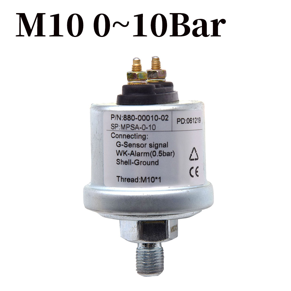 3 In 1 Multifunctionele Water Temperatuur Meter Oliedrukmeter Voltmeter Rode Backlight Met Alarm 0-10 Bar Water temp Meter: M10