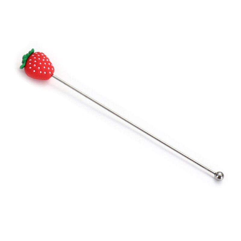 Reusable Stainless Steel Coffee Beverage Stirrers Stir Cocktail Drink Stirrers: Red strawberry