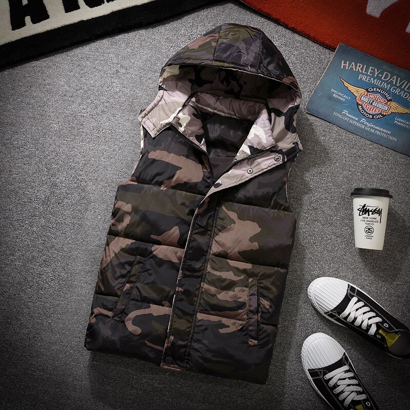 Vest Mannen Herfst Winter Warm Mouwloze Jas Camouflage Vest Heren Vest Casual Jassen Donzen Dikke Mannelijke