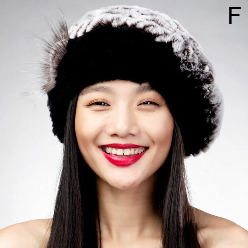 Winter Beret Faux Fur Hat Women Soft Warm Caps Knitted Accessory Comfortable Outdoor B2Cshop: f
