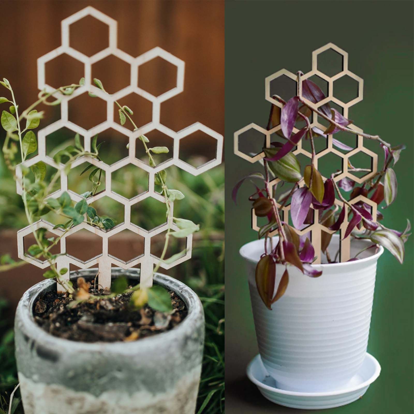 Potted Climbing Frame Wooden Honeycomb Leaves Shaped Plant Support Frame Climbing Flower Fixed Vines Plant Growth