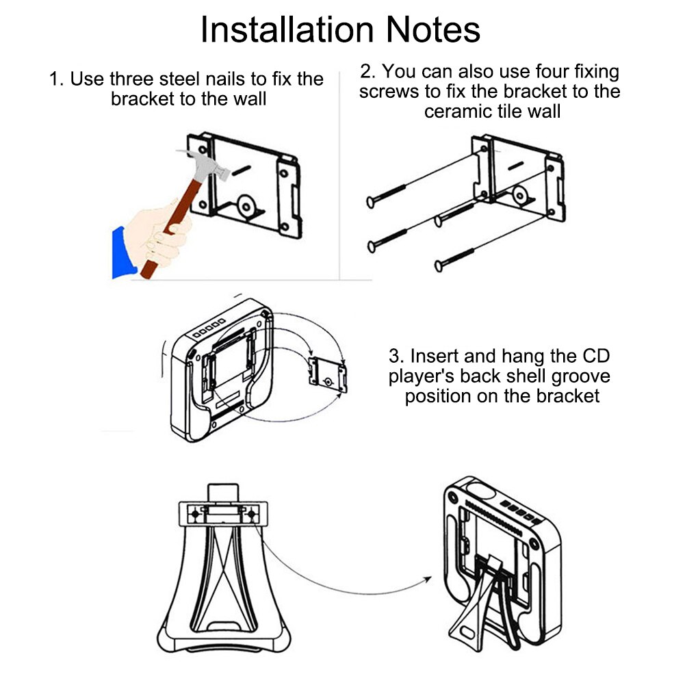 Multimedia Bluetooth CD Player Remote Control USB Wall Mounted HIFI LED Screen
