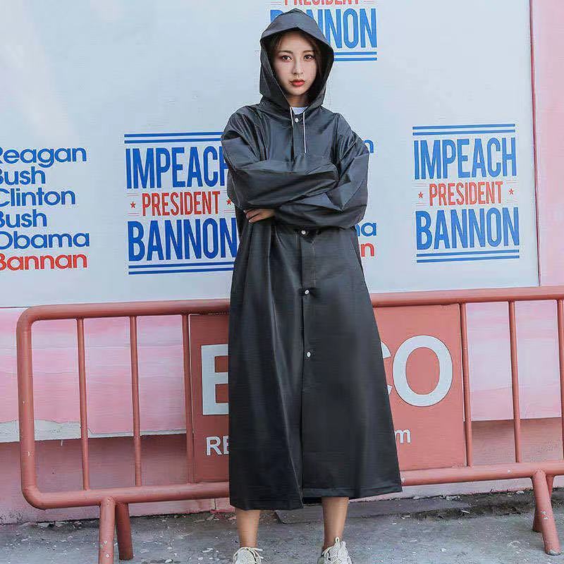 Mode Volwassen Waterdichte Lange Regenjas Vrouwen Mannen Regenjas Hooded Voor Outdoor Wandelen Reizen Vissen Klimmen Verdikte: Black