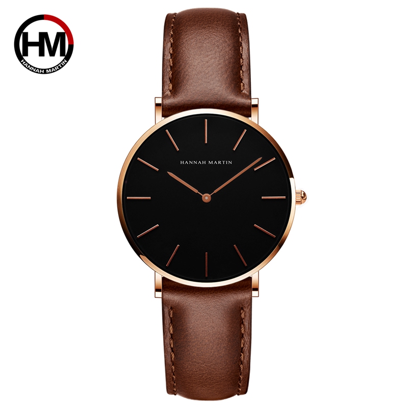 HANNAH MARTIN De Simple Japon Mouvement À Quartz Montre Bracelet En Cuir Nylon Horloge Femmes Analogique Montre-Bracelet Étanche: CH36-FK