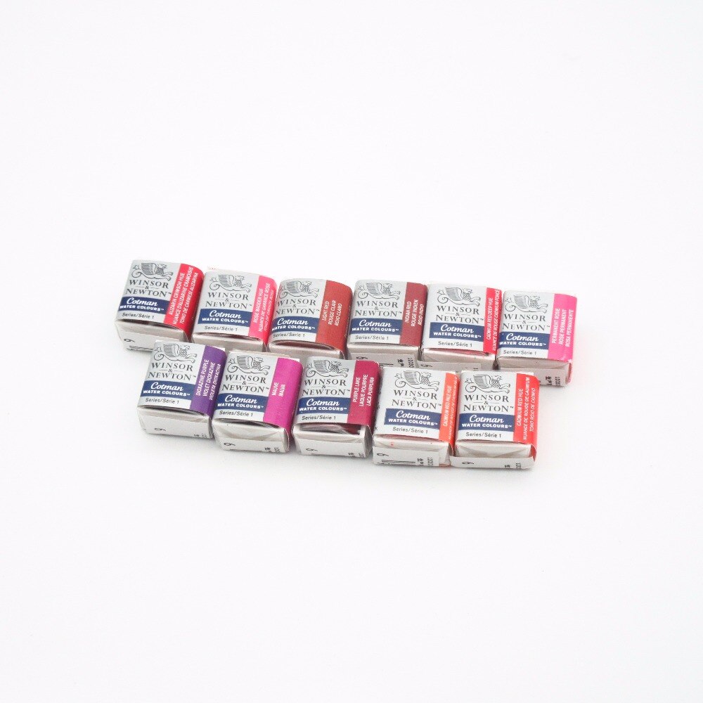 Winsor & newton cotman solid akvarellmaling halvpanne 40 farger blå akvarellpensler