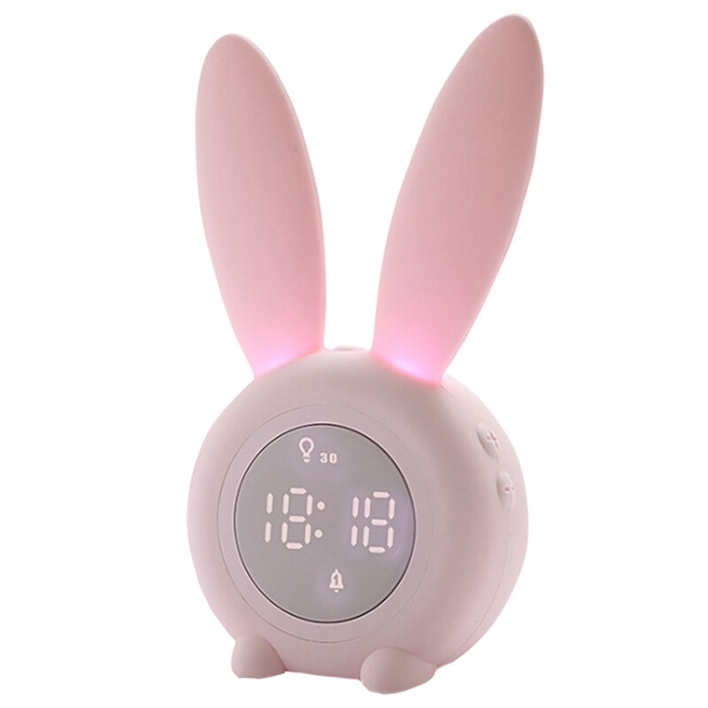 Horloge réveil pour enfants | Minuterie de sommeil avec thermomètre numérique, commande tactile et plongée de sommeil, horloge lapin d'entraînement pour enfants