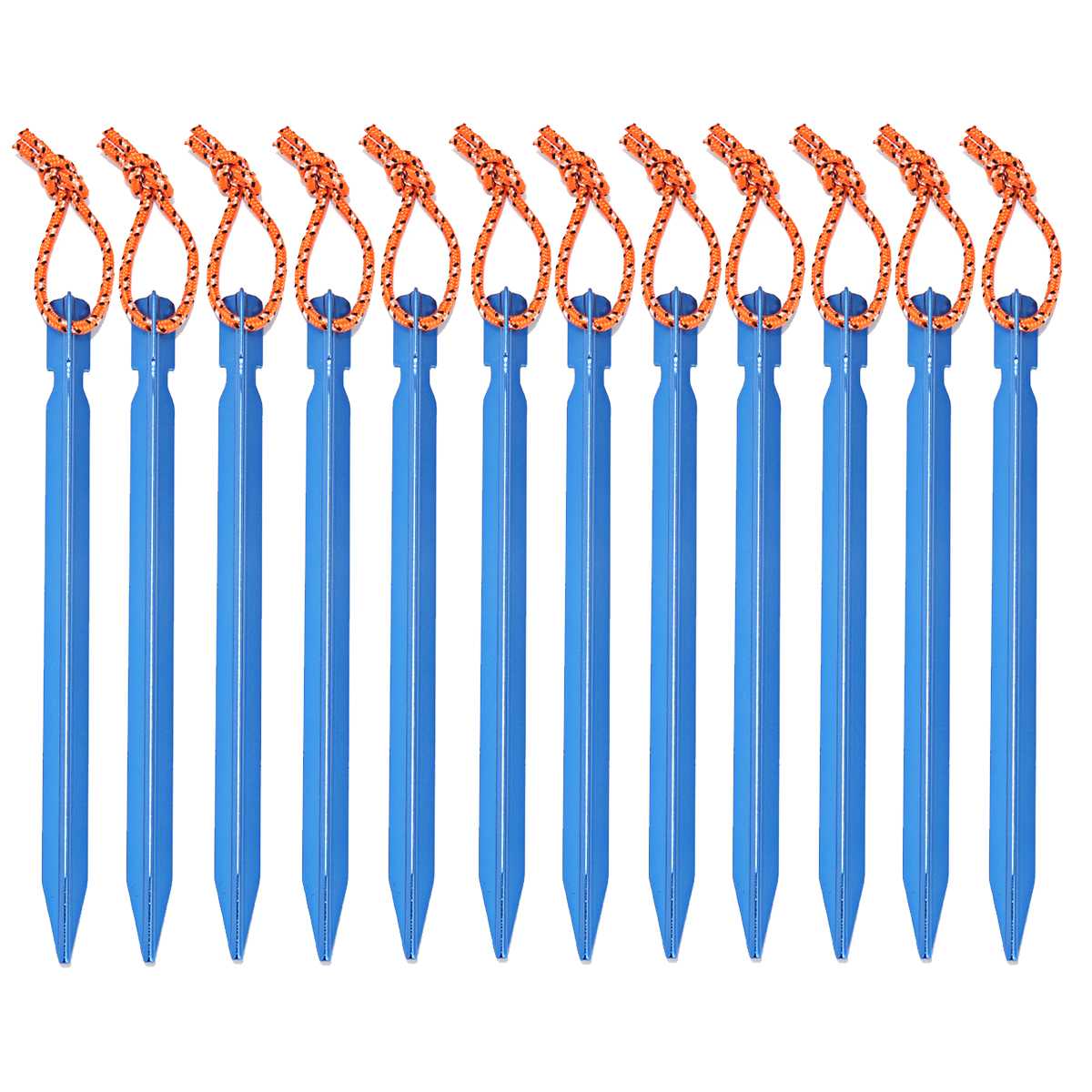 12 Pcs/Set Tent Pegs with Rope Stake Camping Hiking Equipment Outdoor Traveling Tent Accessories: Blue