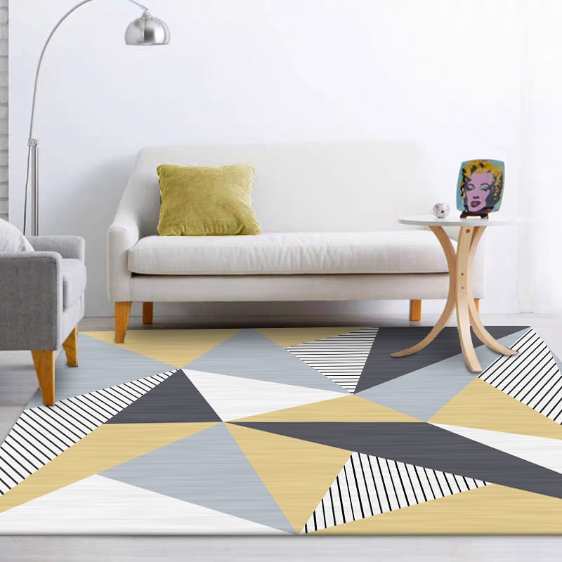 Tapis nordique pour salon enfants chambre tapis et tapis jaune gris géométrique ordinateur chaise antidérapant vestiaire tapis de sol