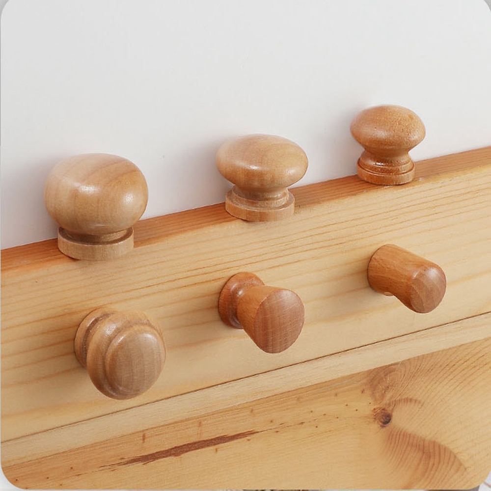 Wood Solid Wooden Cabinet Knob Kitchen Cabinet Furniture Handle Knob Door Drawer Wood Pull Handle Knobs Hardware