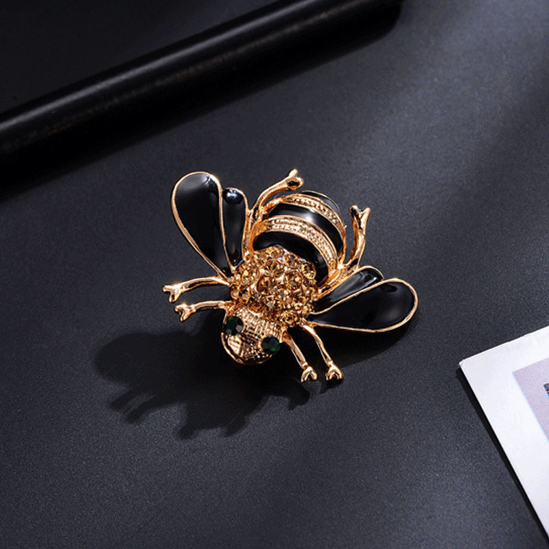 Enamel Bee Brooches Esmalte Gold Color Champagne Rhinestone Hijab Pins juego de tronos Halloween joyas