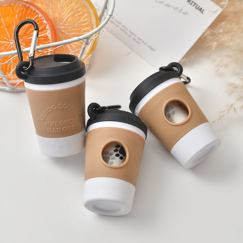 Coffee Cup Pet Garbage Bag Dispenser, Portable Outdoor Dog Walking Toilet Picking Garbage Bag Storage