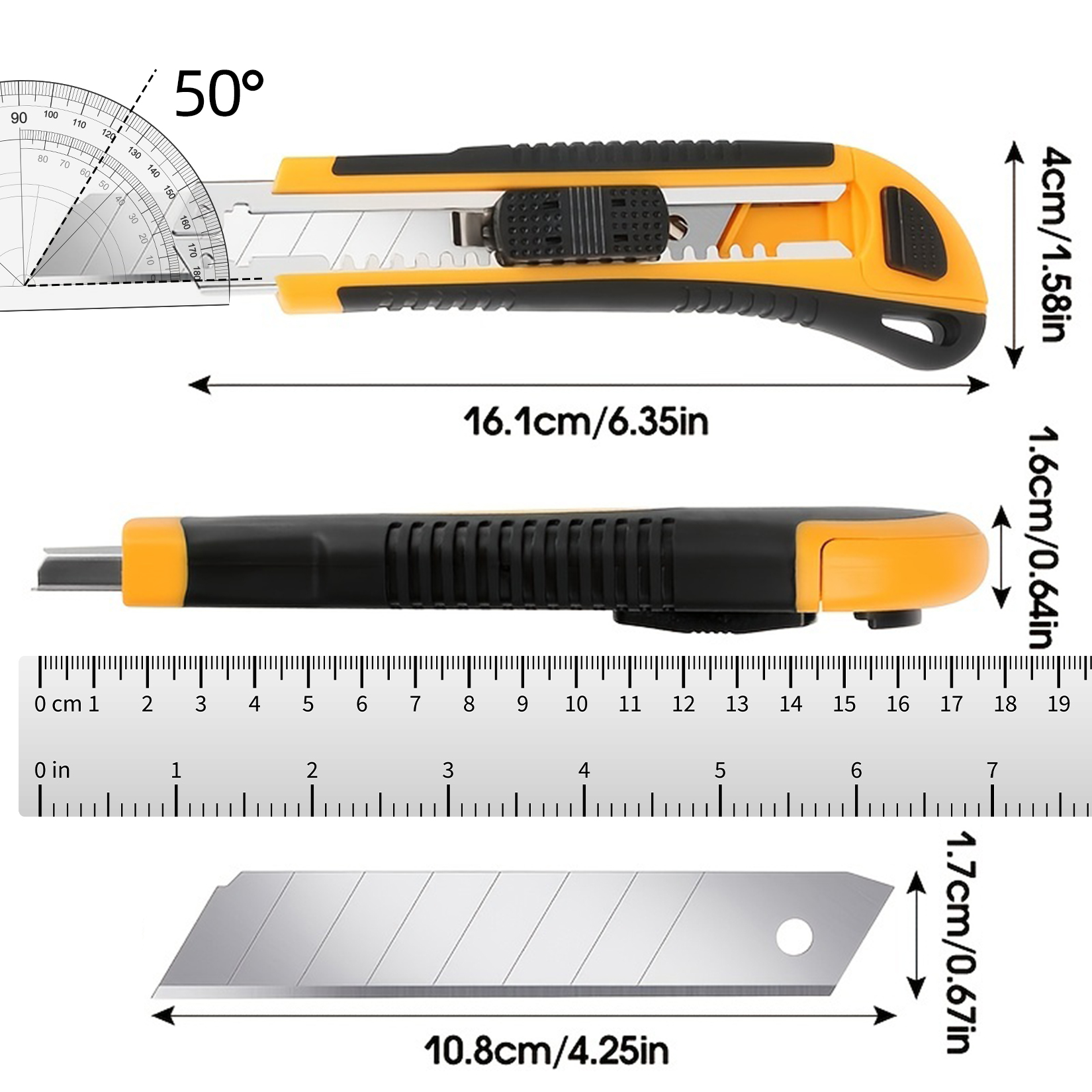 1 PC Utility Knife Box Cutter Retractable, Blade Storage , Extra 2 PCS Snap Off Blades Included, Quick-Change Blades Boxcu