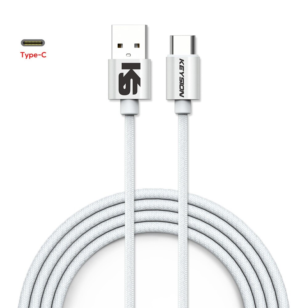 KEYSION USB Typ C Kabel für Xiaomi Redmi Hinweis 7 mi9 USB Kabel für Samsung S9 Schnelle Ladung Draht USB-C praktisch Ladung Schnur: Weiß / 1m