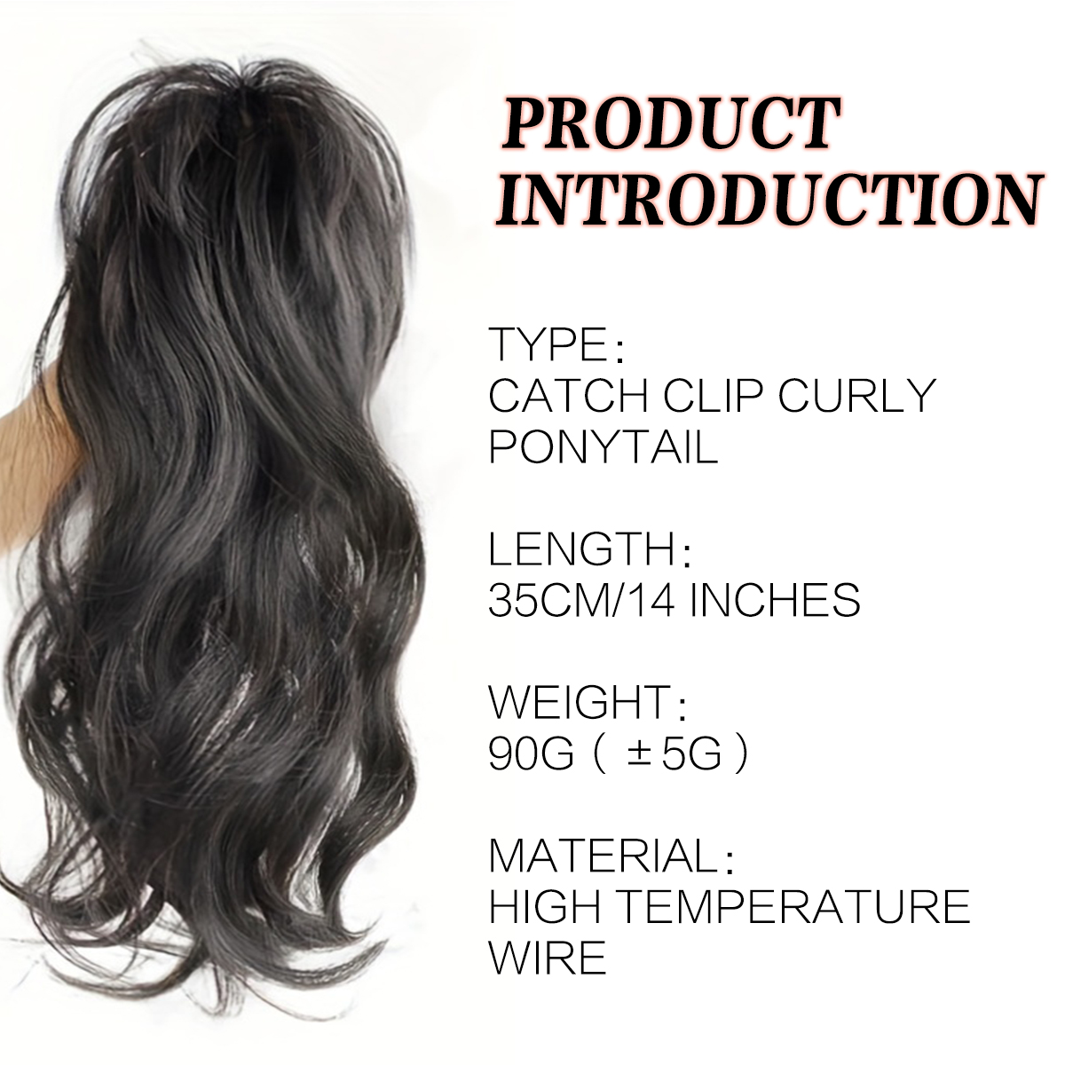 14-Inch Curly Wavy Synthetic Ponytail Effortlessly Chic Hairpiece with Easy Claw Attachment Style for Women