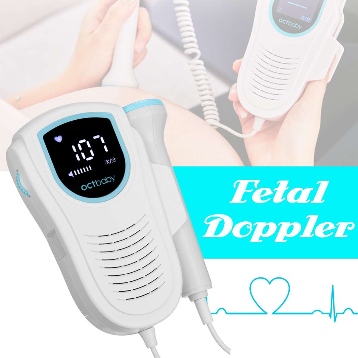Foetale Doppler Ultrasound Baby Hartslag Detector Home Zwangere Doppler Baby Hartslagmeter Pocket Doppler Monitor 3.0M