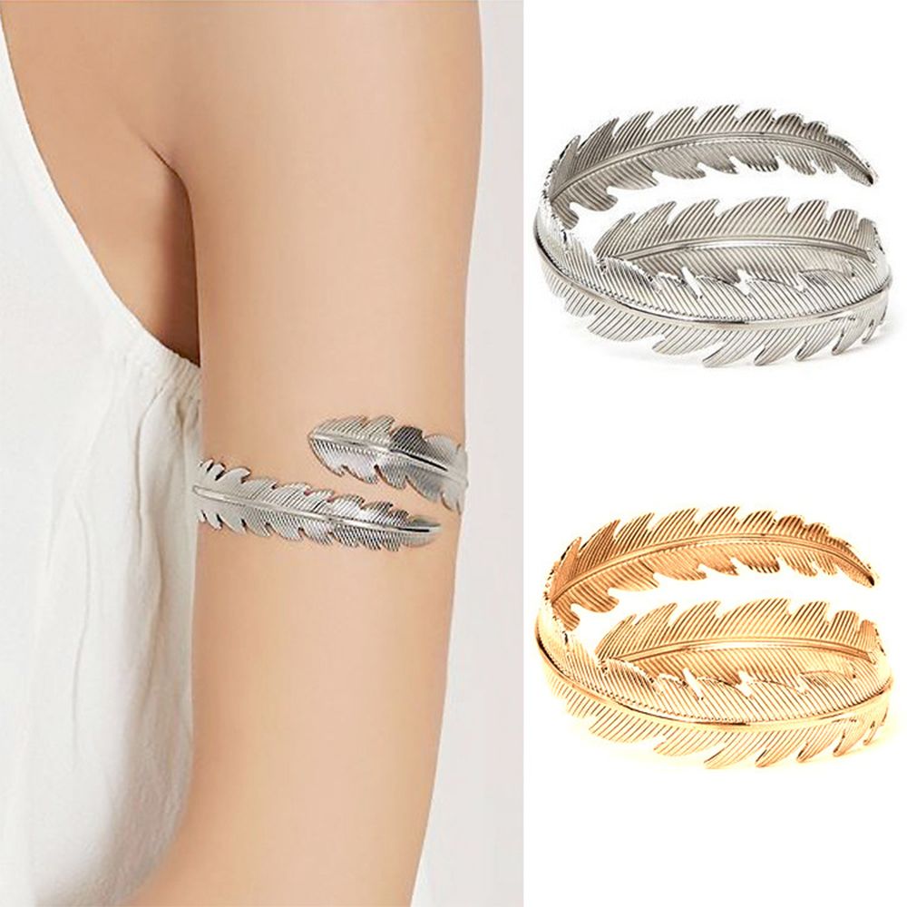 Swirl Feather Leaf Bovenarm Armband Verstelbare Bangles Vrouwen Arm Manchet Armlet Armband Armband