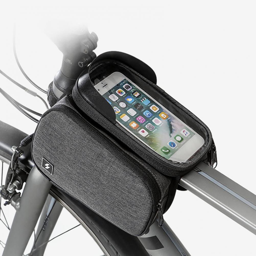Tear-resistant Black Grey Shock Absorbing Top Tube Bag for Road Bicycle