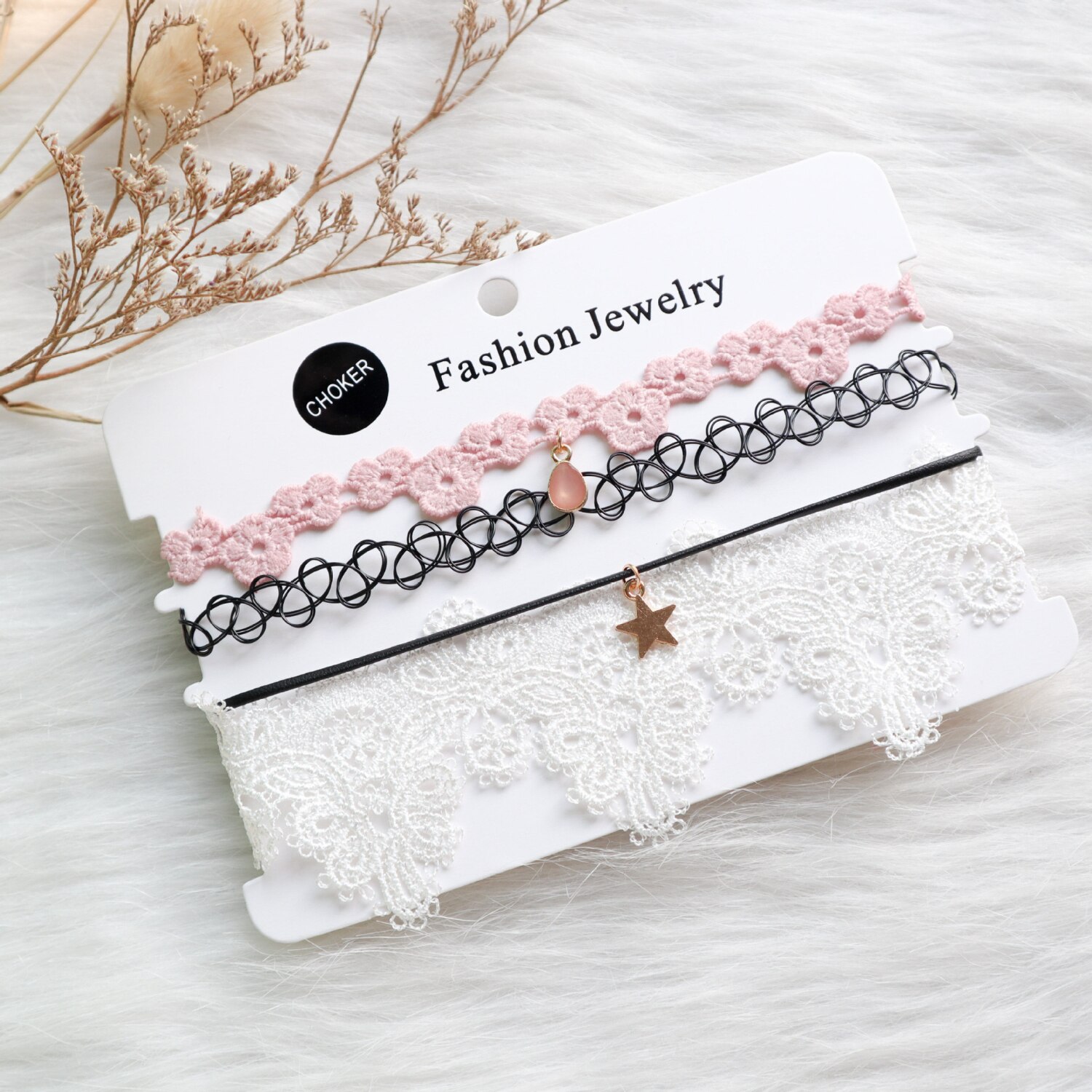 4 st/set populära multicolor sammet choker spets halsband rep kedja lager chocker vintage charm smycken för kvinnor: 12