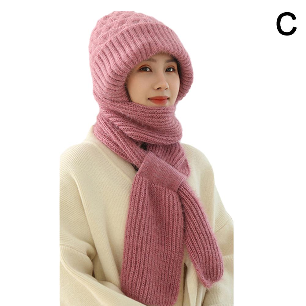 Gorro de punto para invierno, conjunto de bufanda a prueba de frío, bufanda con protección para los oídos, gorros cálidos para niñas, gorros para ciclismo a prueba de viento para mujer, gorros para exteriores: Verde