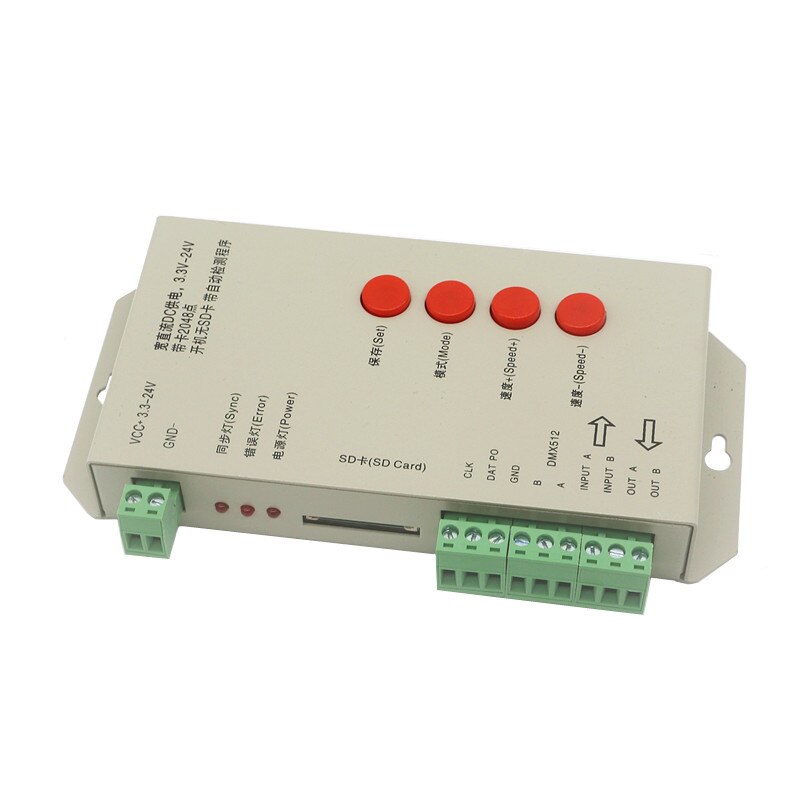 T-1000S color RGB controlador 256G tarjeta SD T1000S píxeles controlador para WS2801 WS2811 WS2812B LPD6803 tira de LED DC5V 12V 24V