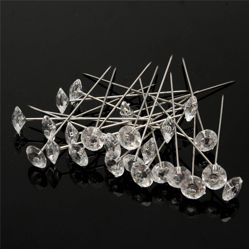 100pcs Diamante Diamond Pins Wedding Buttonholes Bouquet Florist Work corsage Flower Pin of Multilayer Brooch Bouquet Stick